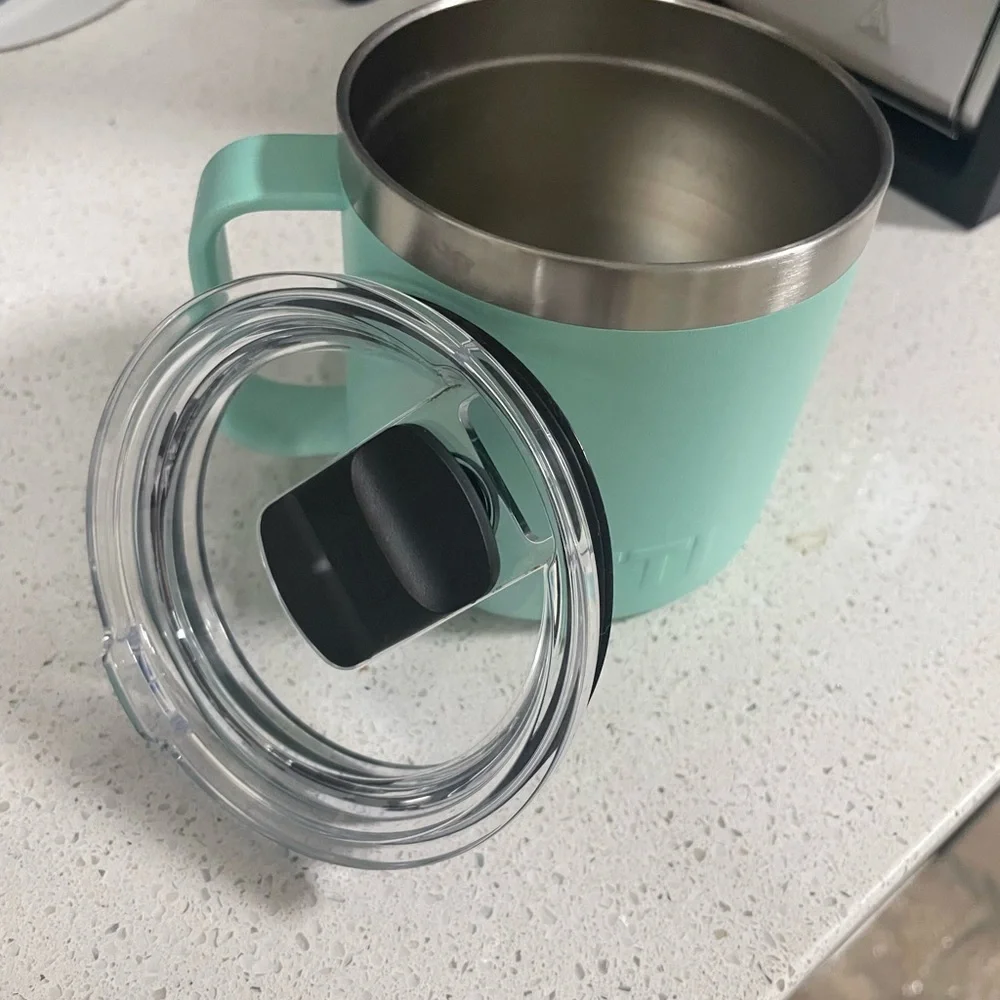 YETI Rambler 14oz Mug, Vacuum Insulated, Stainless Steel with Lid; seafoam green - Picture 6 of 8